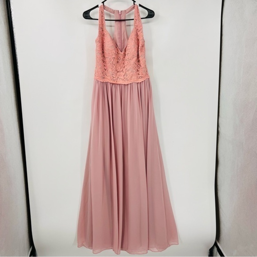 B2 BRIDESMAIDS BY JASMINE 1083979 Chiffon Lace‎ Bridesmaid Dress Halter Neckline